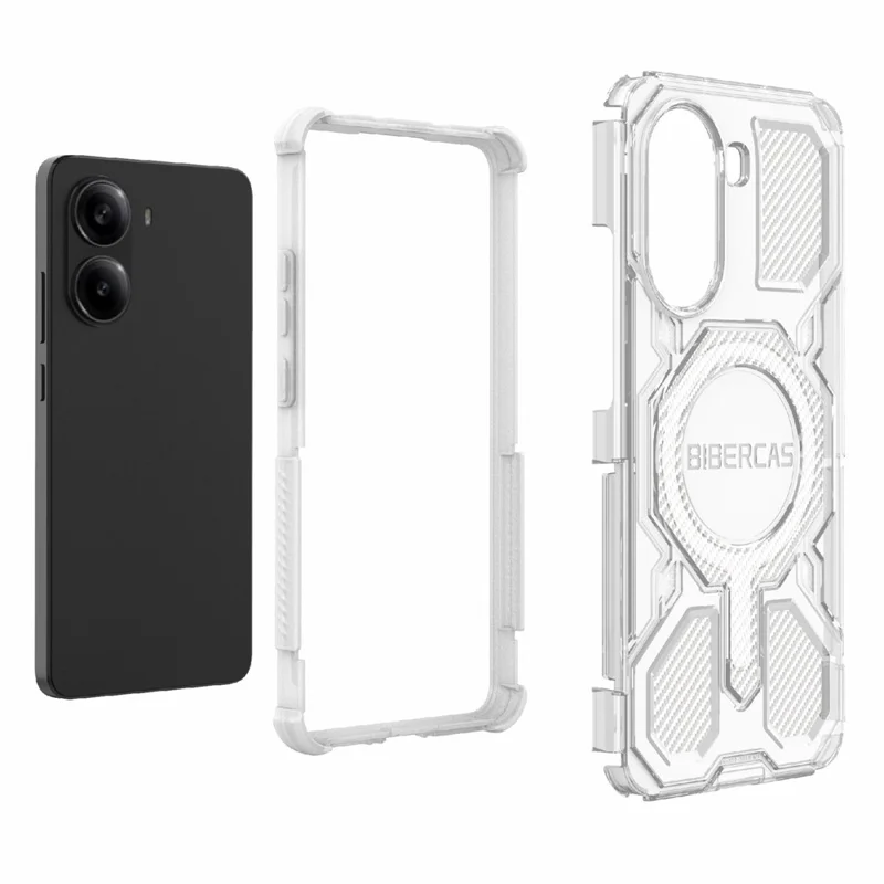 BIBERCAS J-16 Serie Transparente para Xiaomi Redmi Turbo 4 5G / Poco X7 Pro 5G Funda Compatible con MagSafe TPU + PC - Gris