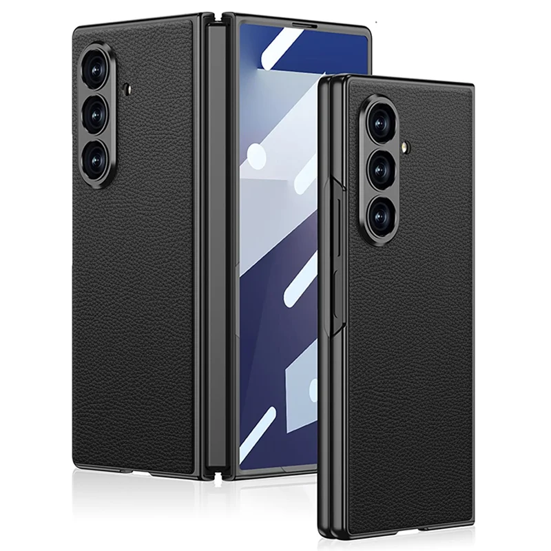 Чехол для Samsung Galaxy Z Fold7 5G от GKK, ударопрочный, с защитой от падений, с сенсорной поверхностью из ПУ + ПК + закаленное стекло - черный