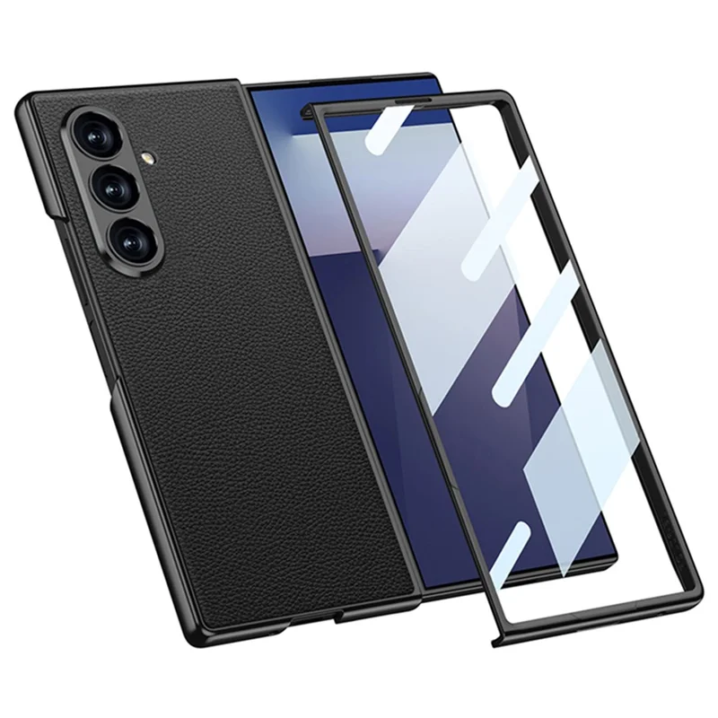Чехол для Samsung Galaxy Z Fold7 5G от GKK, ударопрочный, с защитой от падений, с сенсорной поверхностью из ПУ + ПК + закаленное стекло - черный