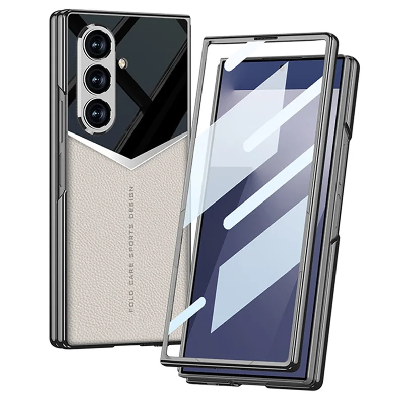 GKK For Samsung Galaxy Z Fold7 5G Cases Electroplating PU + PC + TPU Phone Cover - Black