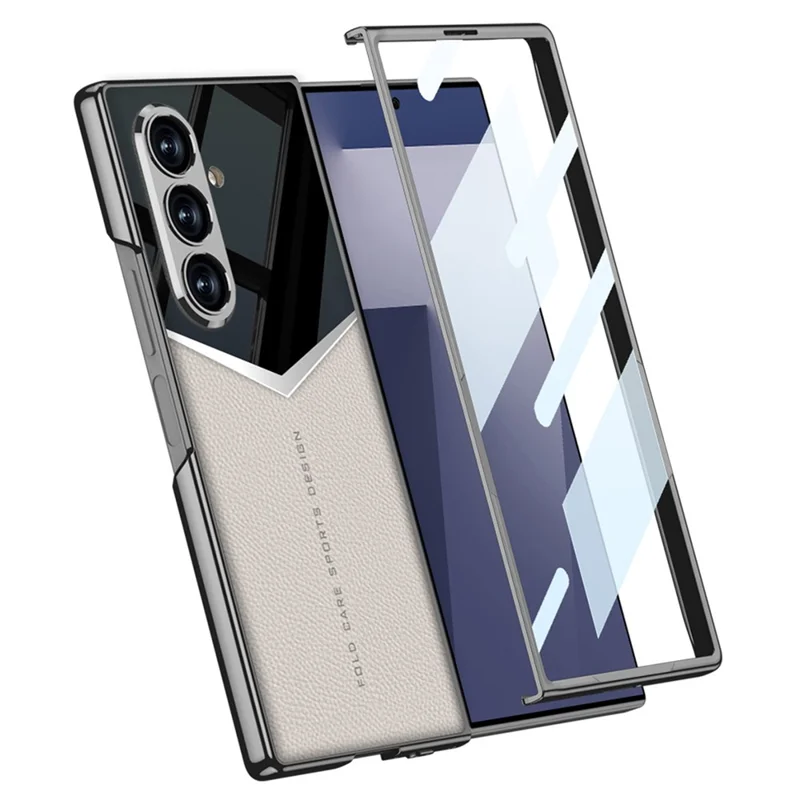 GKK For Samsung Galaxy Z Fold7 5G Cases Electroplating PU + PC + TPU Phone Cover - Black