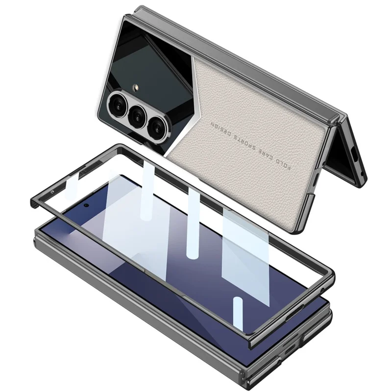 GKK For Samsung Galaxy Z Fold7 5G Cases Electroplating PU + PC + TPU Phone Cover - Black