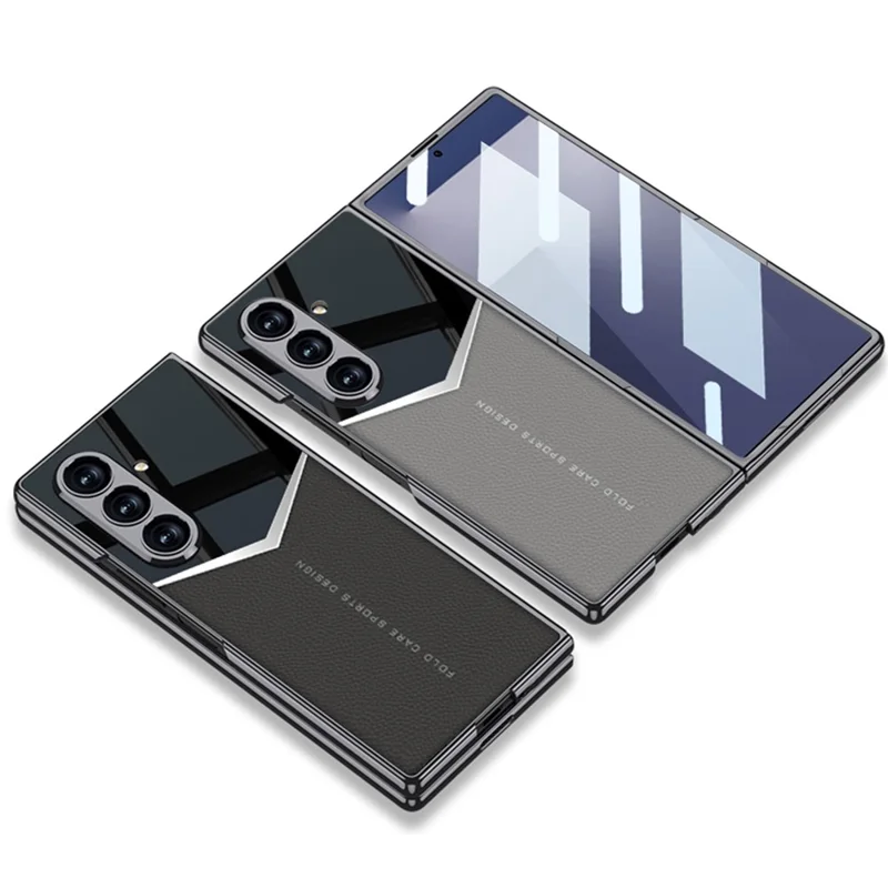 GKK For Samsung Galaxy Z Fold7 5G Cases Electroplating PU + PC + TPU Phone Cover - Black