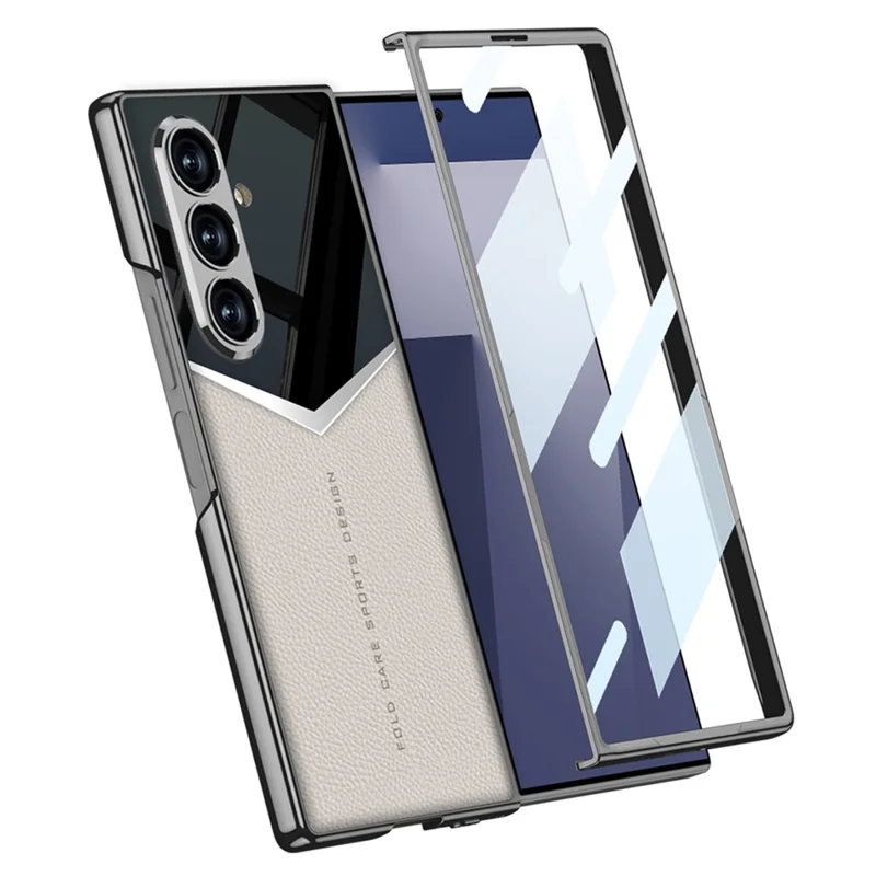 GKK For Samsung Galaxy Z Fold7 5G Cases Electroplating PU + PC + TPU Phone Cover with Front Film - Titanium Grey