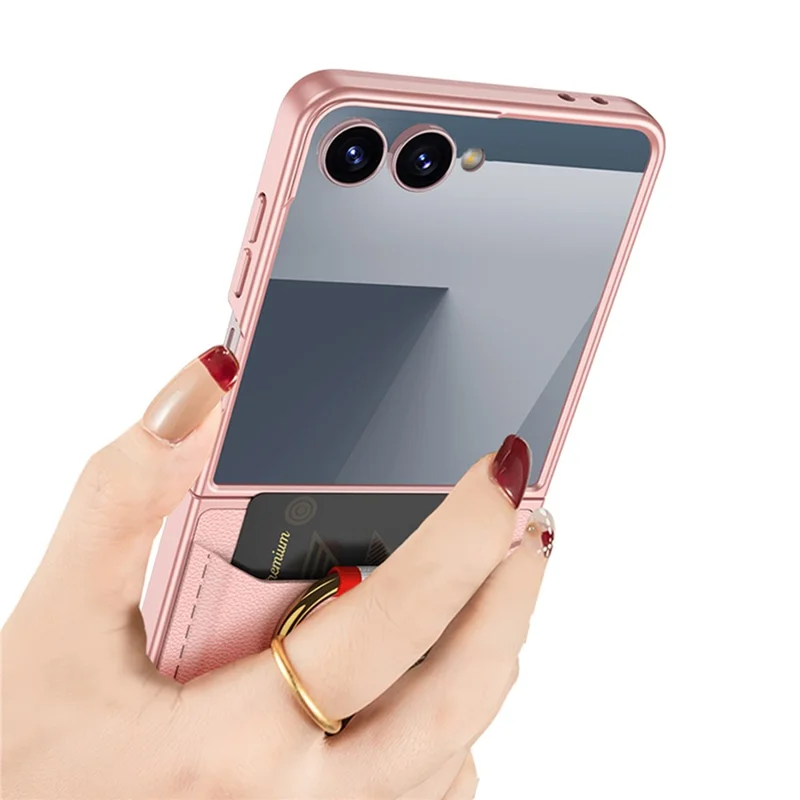 GKK For Samsung Galaxy Z Flip7 5G Case with Ring Kickstand / Card Holder PC Phone Back Cover - Purple
