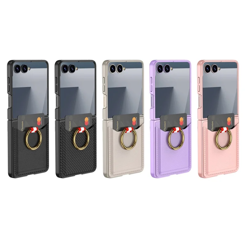 GKK For Samsung Galaxy Z Flip7 5G Case with Ring Kickstand / Card Holder PC Phone Back Cover - Purple