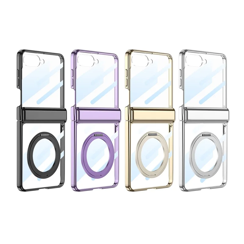 GKK For Samsung Galaxy Z Flip7 5G Case with Kickstand Magnetic Hinge Protection PC Tempered Glass Phone Cover - Champagne Gold