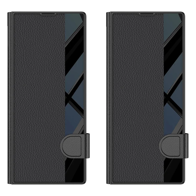 GKK For Samsung Galaxy Z Fold5 5G Stand Case PC + PU Leather Flip Phone Cover with Screen Film - Black