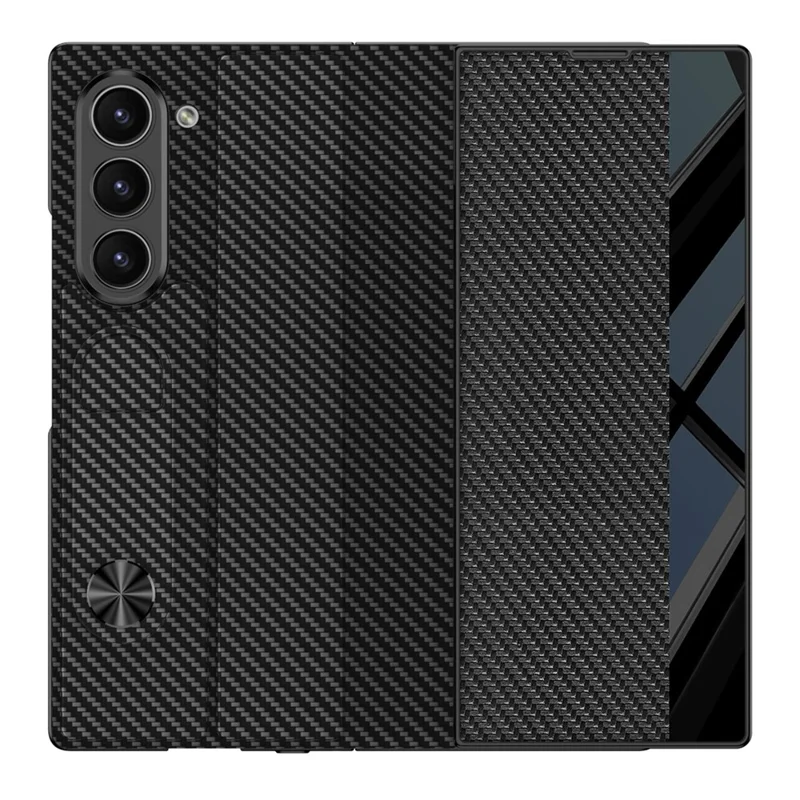 GKK For Samsung Galaxy Z Fold5 5G Stand Case PC + PU Leather Flip Phone Cover with Screen Film - Black