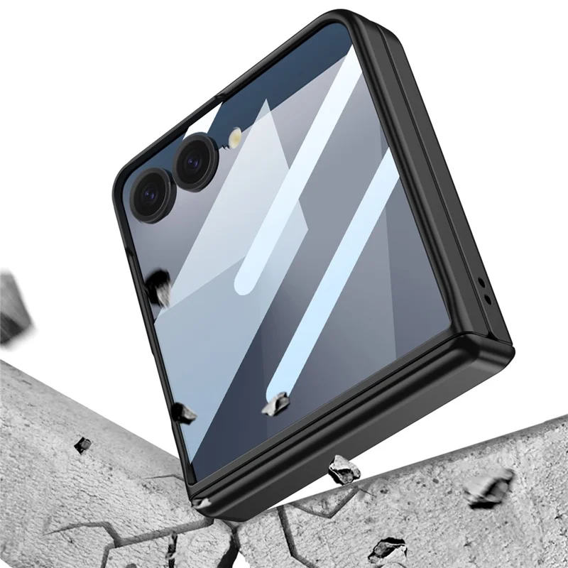 GKK Для Samsung Galaxy Z Flip7 5G Чехол с Подставкой Магнитный Шарнир Защита ПК Чехол для Телефона с HD Защитой Заднего Экрана - Серебристый