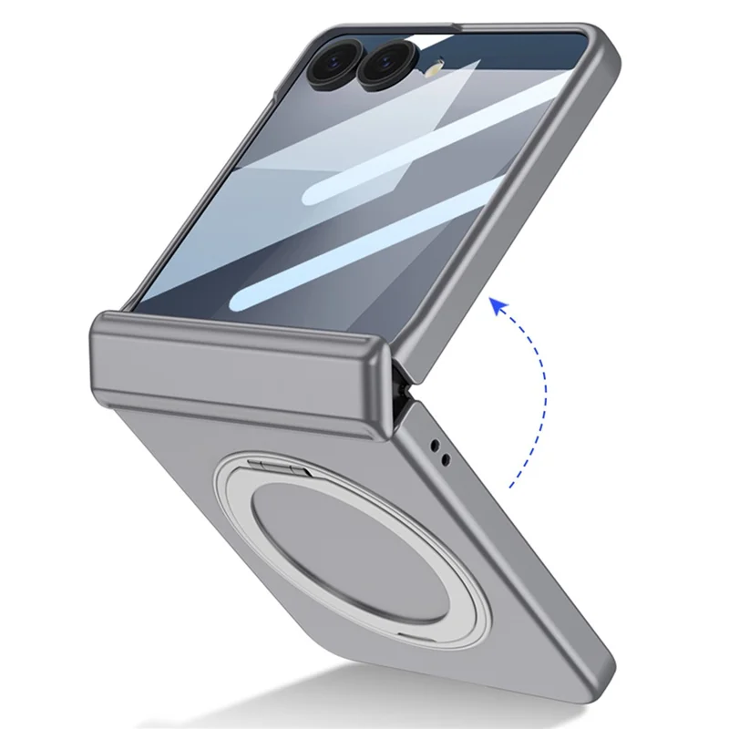 GKK Для Samsung Galaxy Z Flip7 5G Чехол с Подставкой Магнитный Шарнир Защита ПК Чехол для Телефона с HD Защитой Заднего Экрана - Серебристый