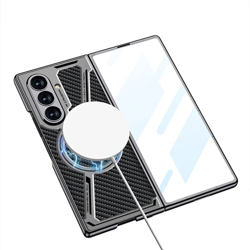 GKK For Samsung Galaxy Z Fold7 5G Magnetic Case PU Leather + PC Phone Cover with Front Screen Protector - Grey - Titanium Grey