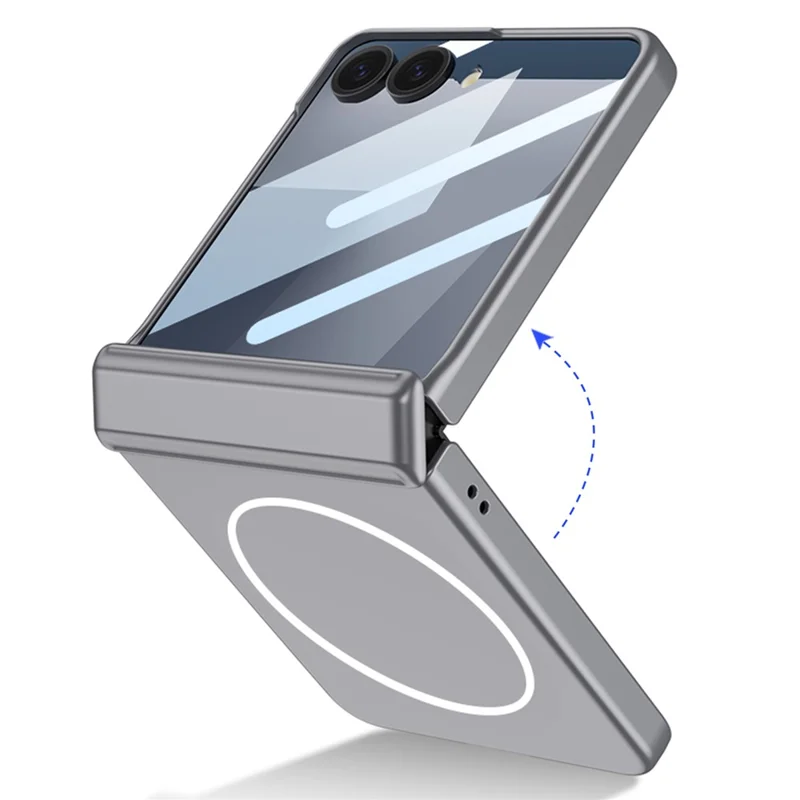 GKK Para Samsung Galaxy Z Flip7 5G Funda Magnética Protección de Bisagra Cubierta de Teléfono PC con Protector de Pantalla Trasera HD - Plata