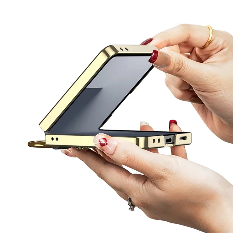 GKK For Samsung Galaxy Z Flip7 5G Case Rhombic Pattern PU Leather Back Cover with Ring Holder / Small Screen Film - Black