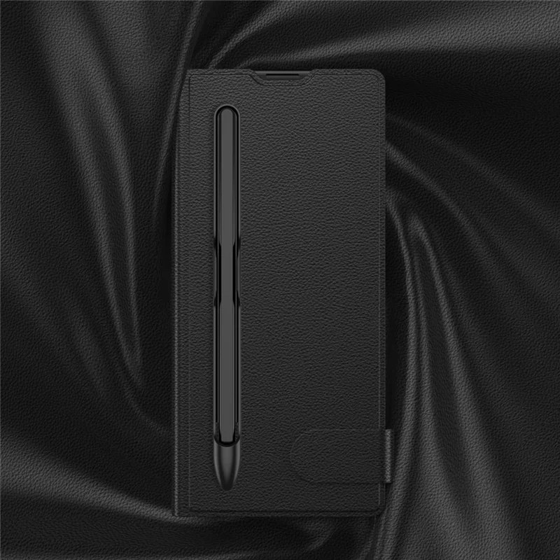 GKK For Samsung Galaxy Z Fold7 5G Case Card Slot PC + PU Flip Phone Cover with Screen Film, Stylus - Carbon Fiber Texture