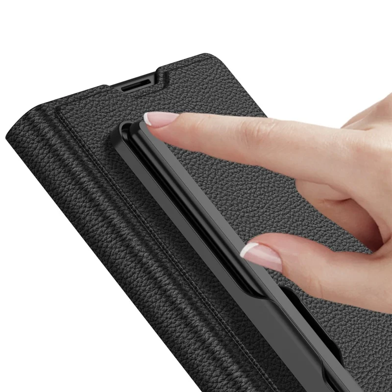 GKK For Samsung Galaxy Z Fold7 5G Case Card Slot PC + PU Flip Phone Cover with Screen Film, Stylus - Carbon Fiber Texture