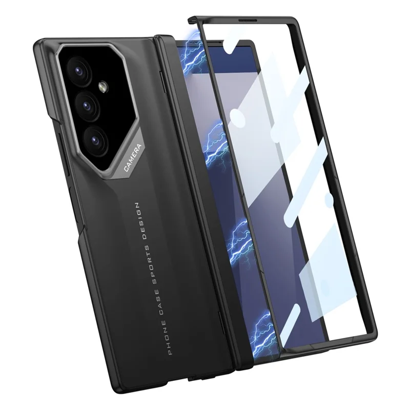 GKK For Samsung Galaxy Z Fold7 5G Case Hinge Protection Shockproof PC Phone Cover with Screen Film - Black