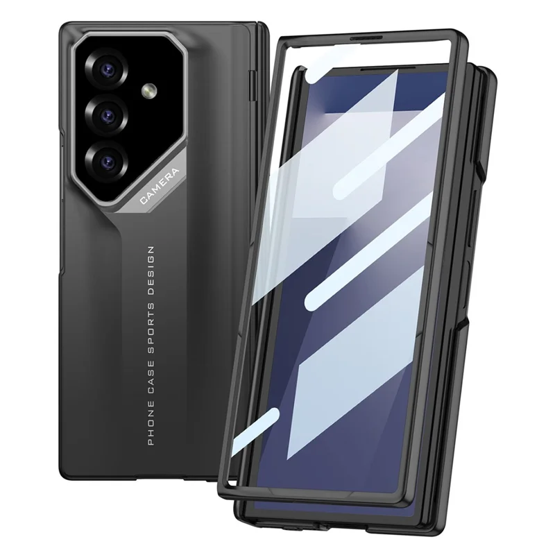 GKK For Samsung Galaxy Z Fold7 5G Case Hinge Protection Shockproof PC Phone Cover with Screen Film - Black