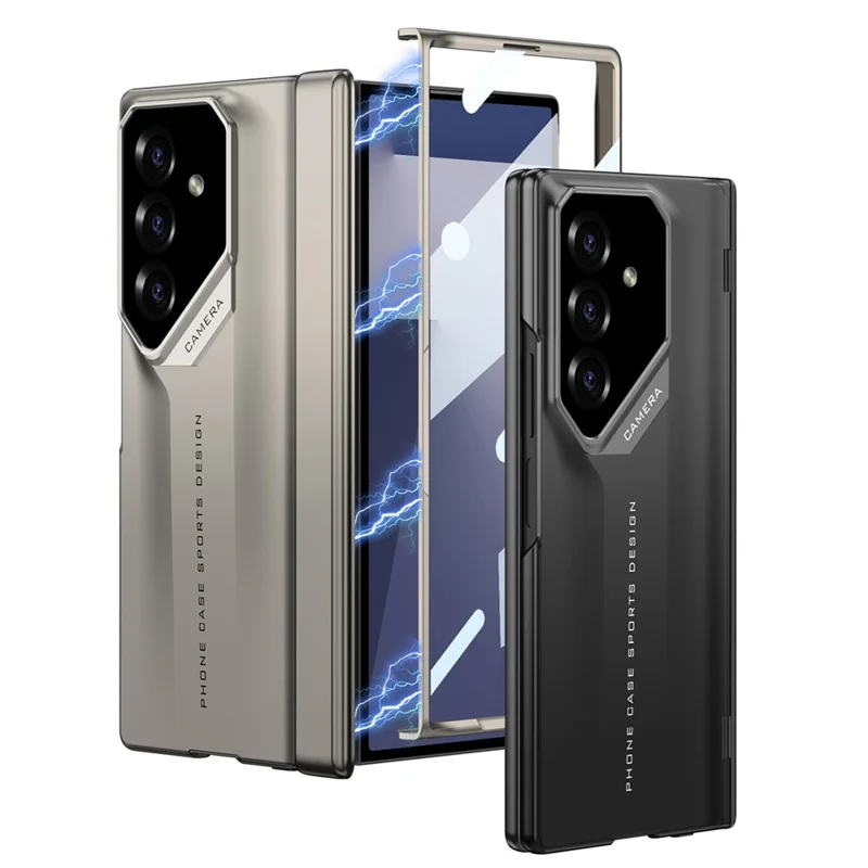 GKK For Samsung Galaxy Z Fold7 5G Case Hinge Protection Shockproof PC Phone Cover with Screen Film - Black