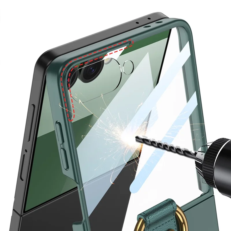 GKK Для Samsung Galaxy Z Flip7 5G Магнитный чехол ПК + Закаленное стекло Тонкий чехол для телефона со складной подставкой - Титановый серый