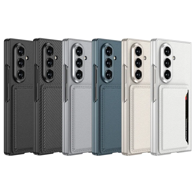GKK For Samsung Galaxy Z Fold7 5G Phone Case Card Holder Kickstand PU Leather Back Cover with Screen Film - Black