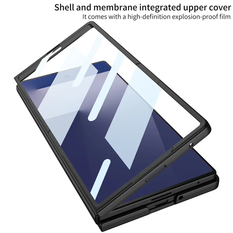 GKK For Samsung Galaxy Z Fold7 5G Phone Case Card Holder Kickstand PU Leather Back Cover with Screen Film - Black