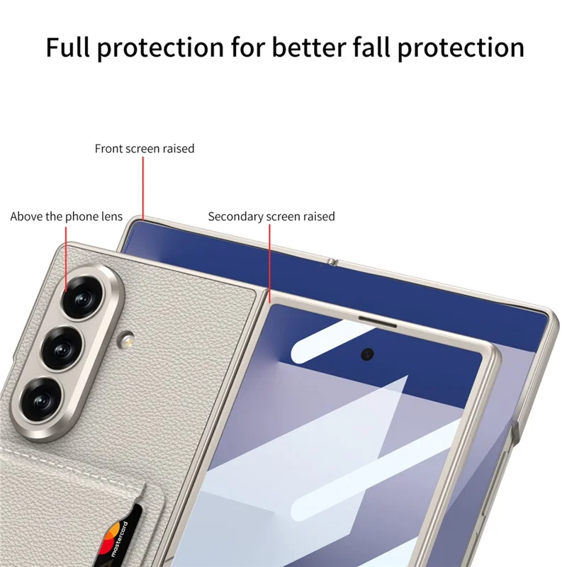 GKK For Samsung Galaxy Z Fold7 5G Phone Case Card Holder Kickstand PU Leather Back Cover with Screen Film - Black