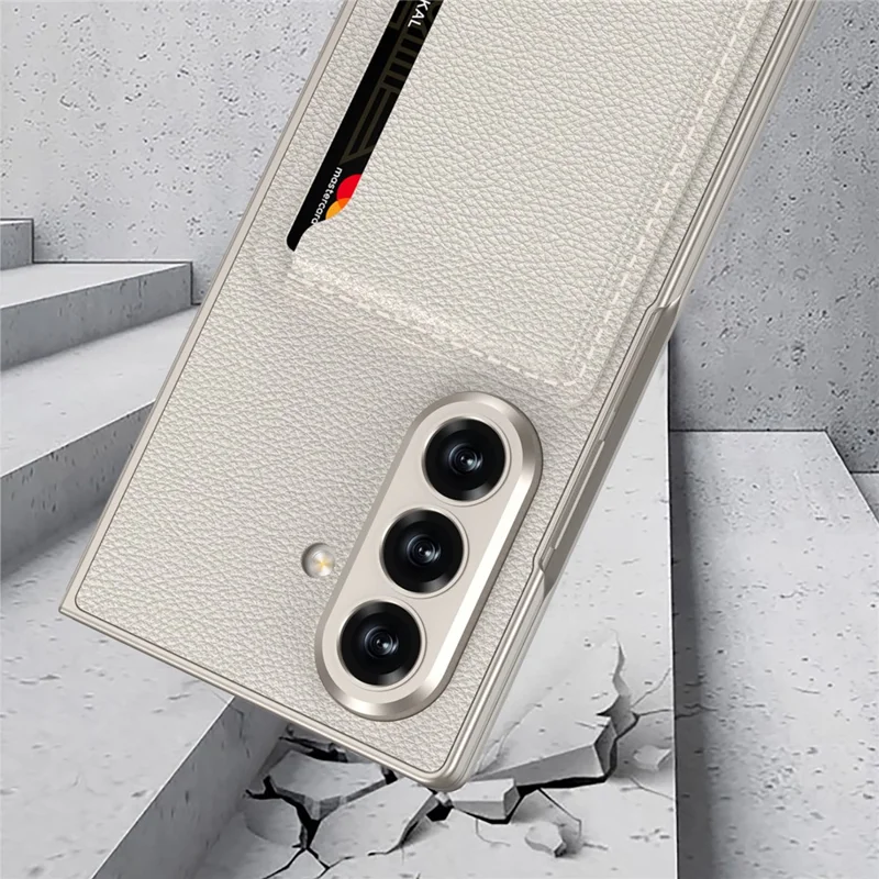 GKK For Samsung Galaxy Z Fold7 5G Phone Case Card Holder Kickstand PU Leather Back Cover with Screen Film - Black