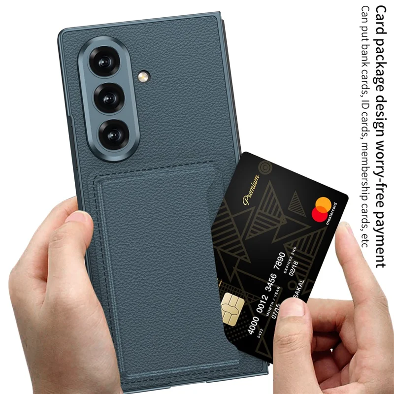 GKK For Samsung Galaxy Z Fold7 5G Phone Case Card Holder Kickstand PU Leather Back Cover with Screen Film - Black