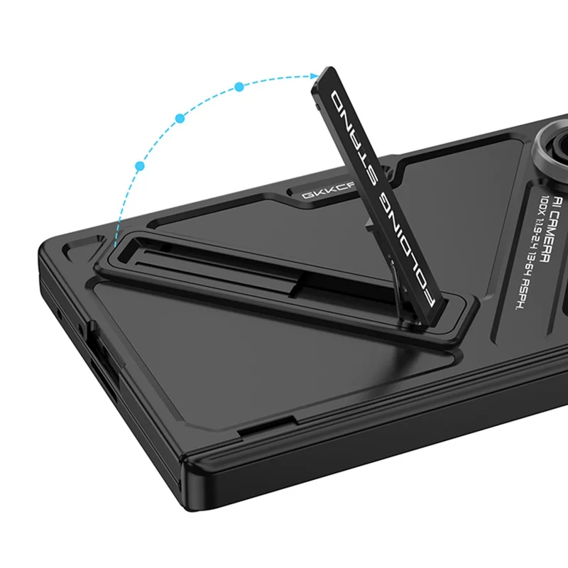 GKK For Samsung Galaxy Z Fold7 5G Kickstand Case Hinge Protection PC + Tempered Glass Phone Cover - Black