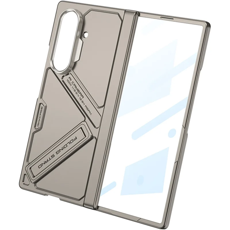 GKK For Samsung Galaxy Z Fold7 5G Kickstand Case Hinge Protection PC + Tempered Glass Phone Cover - Black