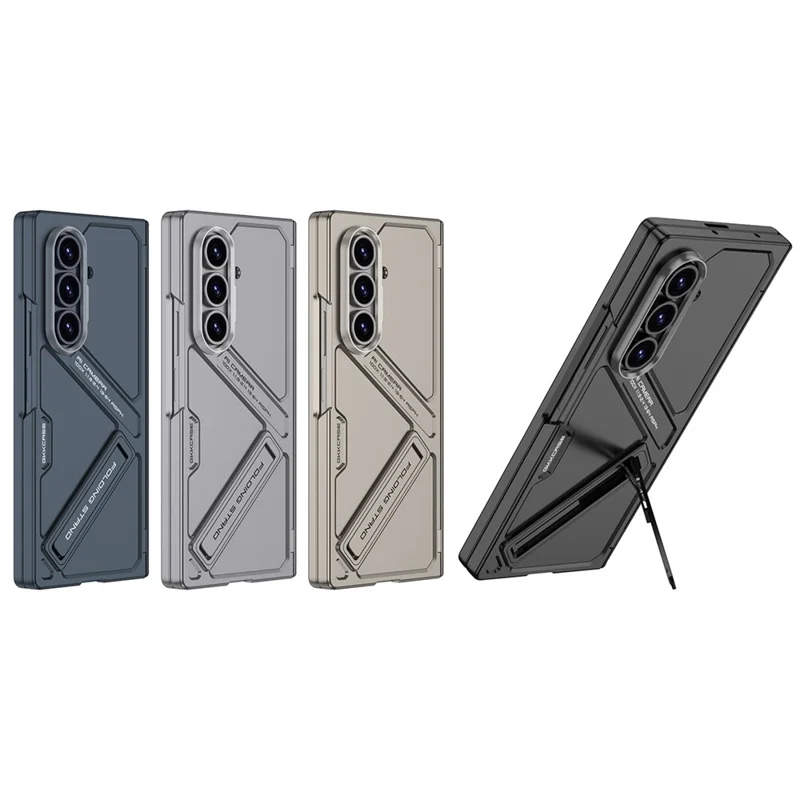 GKK For Samsung Galaxy Z Fold7 5G Kickstand Case Hinge Protection PC + Tempered Glass Phone Cover - Black