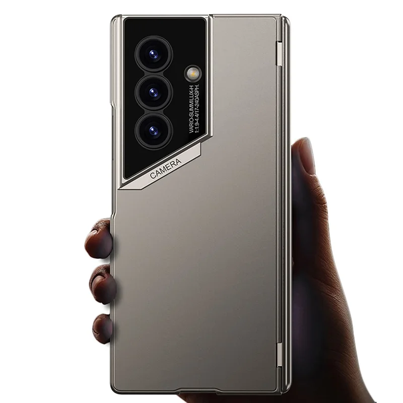 GKK Für Samsung Galaxy Z Fold7 5G Hülle Scharnierschutz PC + Gehärtetes Glas Stoßfeste Handyhülle - Titangrau