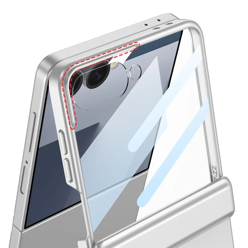Funda GKK para Samsung Galaxy Z Flip7 5G con Protección de Bisagra Magnética, Carcasa de PC + Vidrio Templado Ultrafina - Plata