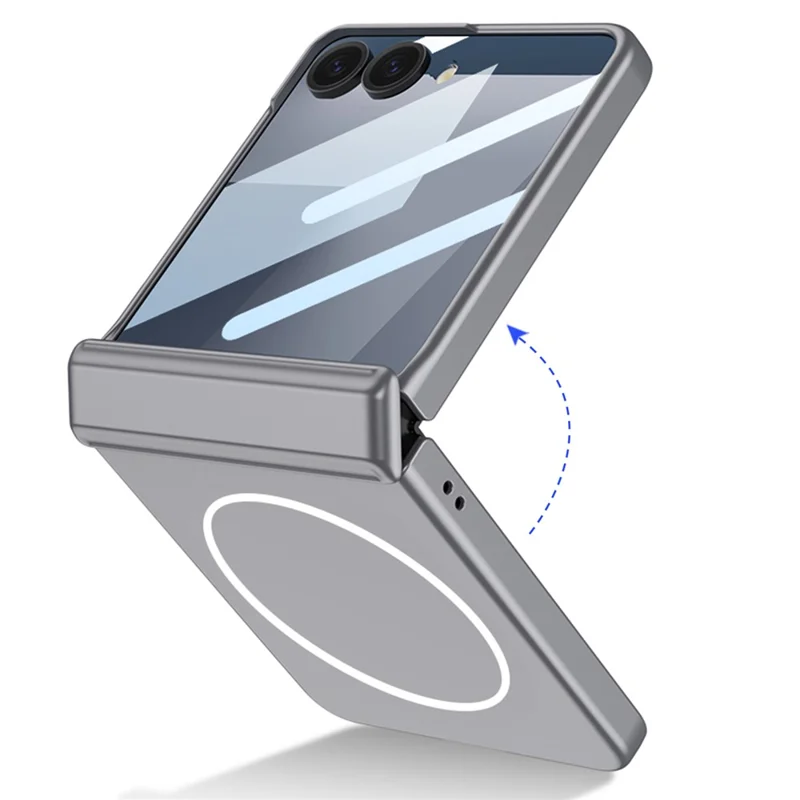 Funda GKK para Samsung Galaxy Z Flip7 5G con Protección de Bisagra Magnética, Carcasa de PC + Vidrio Templado Ultrafina - Plata