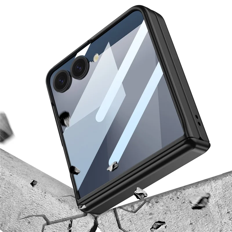 Funda GKK para Samsung Galaxy Z Flip7 5G con Protección de Bisagra Magnética, Carcasa de PC + Vidrio Templado Ultrafina - Plata