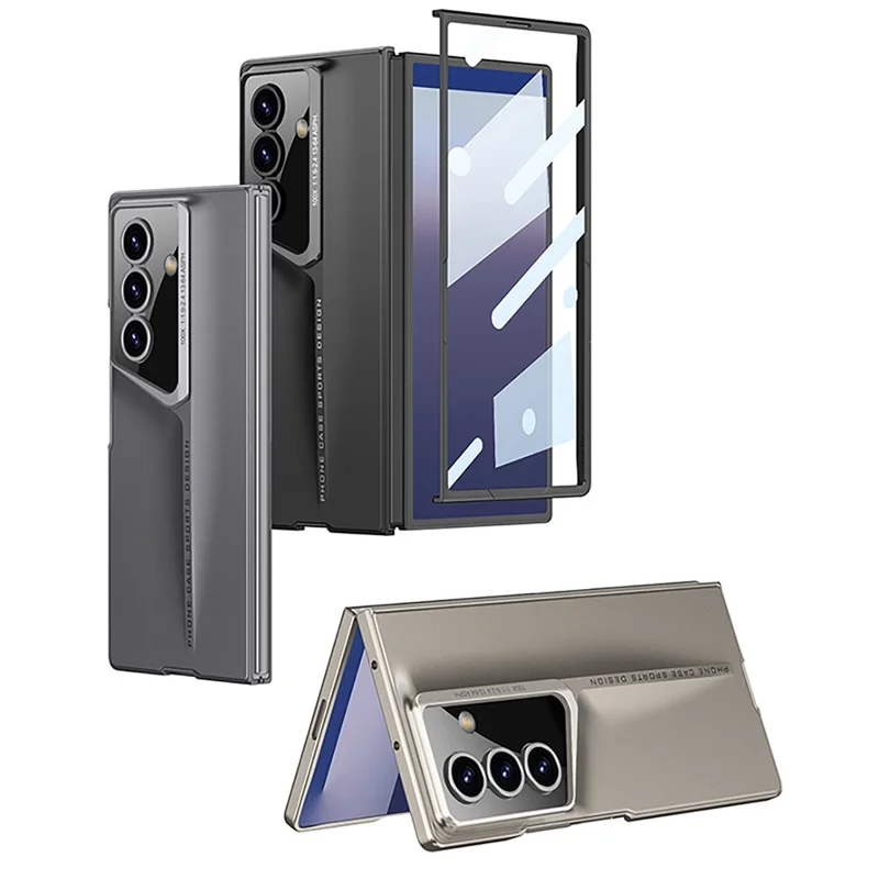 GKK For Samsung Galaxy Z Fold7 5G Case PC + Tempered Glass Ultra Slim Phone Cover - Black