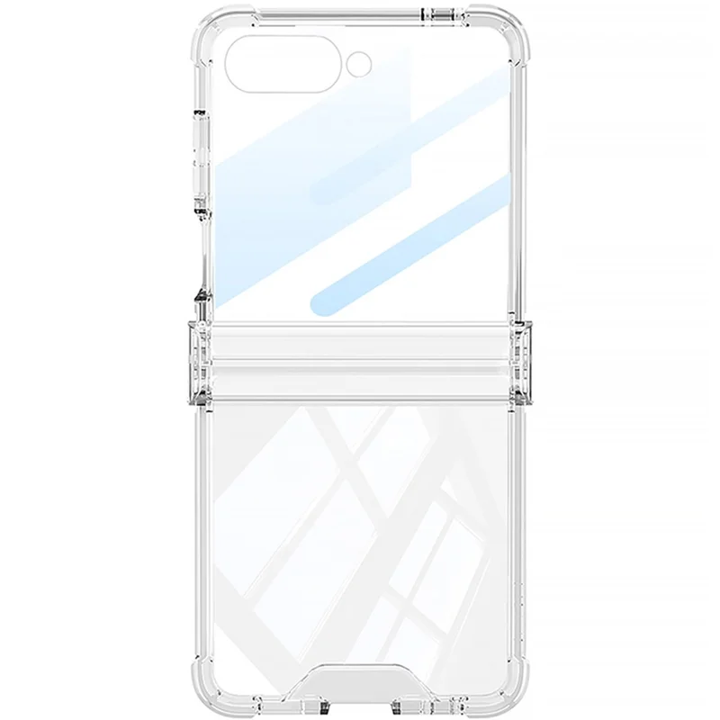 GKK For Samsung Galaxy Z Flip7 5G Case with Back Film Airbag Hinge Protection Shockproof TPU Phone Cover - Transparent Blue