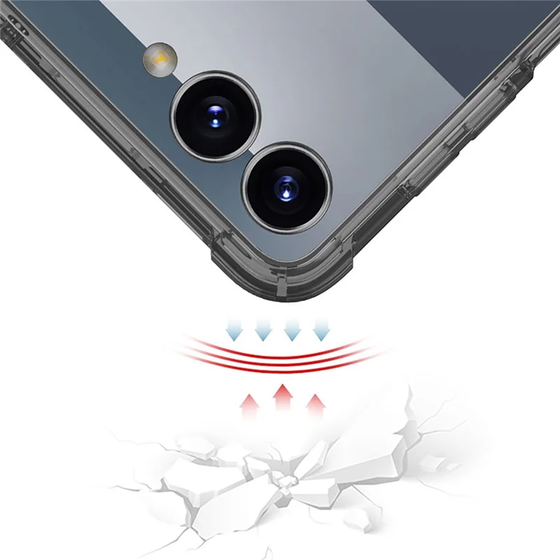 GKK Pour Samsung Galaxy Z Flip7 5G Étui Coussin Antichoc TPU + Coque de Téléphone en Acrylique Compatible avec Charge Sans Fil - Bleu Transparent