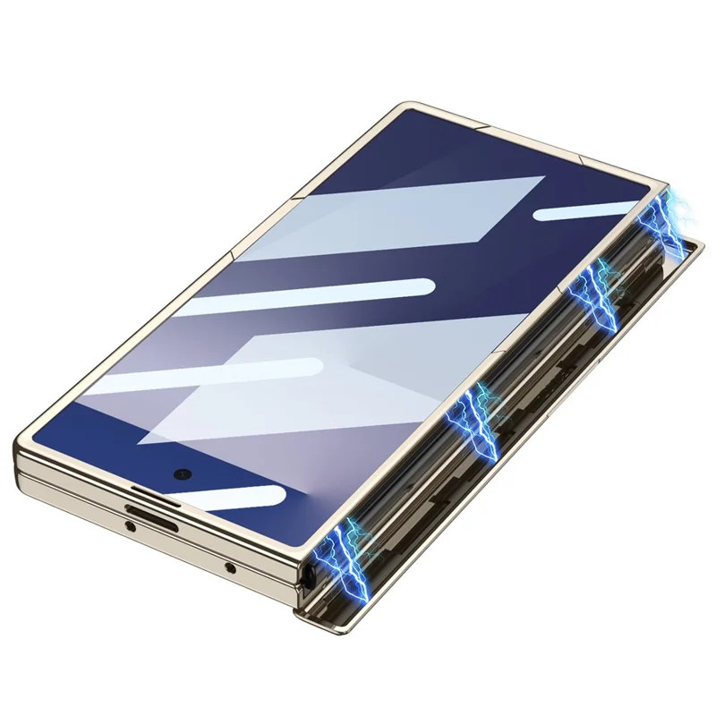 GKK Per Samsung Galaxy Z Fold7 5G Custodia con supporto Cerniera magnetica Protezione PU + PC + Vetro temperato Custodia per telefono - Nero