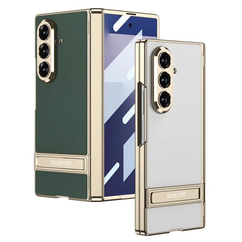 GKK Per Samsung Galaxy Z Fold7 5G Custodia con supporto Cerniera magnetica Protezione PU + PC + Vetro temperato Custodia per telefono - Nero