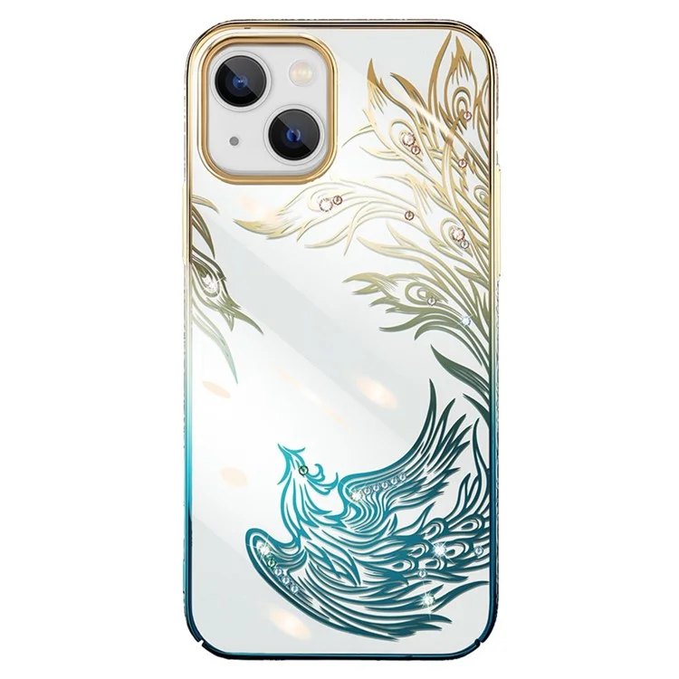 KINGXBAR Phoenix Series for iPhone 14 Hard PC Electroplating Back Case Rhinestone Decor Laser Carving Protective Phone Cover - Soar Up