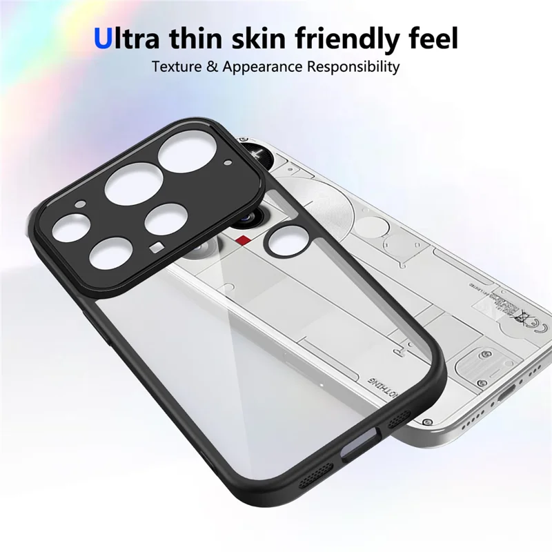 Cover per Nothing Phone (3) 5G Effetto Opaco Skin Touch Trasparente PC + TPU Antiurto per Retro Telefono - Nero