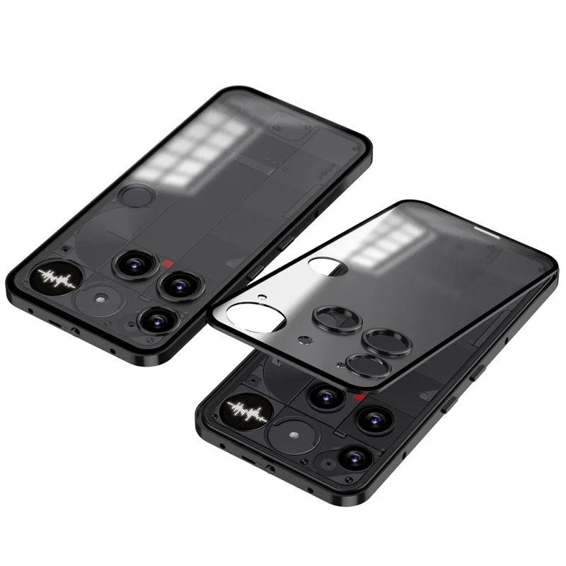 Cover per Nothing Phone (3) 5G Custodia Opaca in Lega di Alluminio + PC con Scatto a Scomparsa e Chiusura a Scatto - Nero