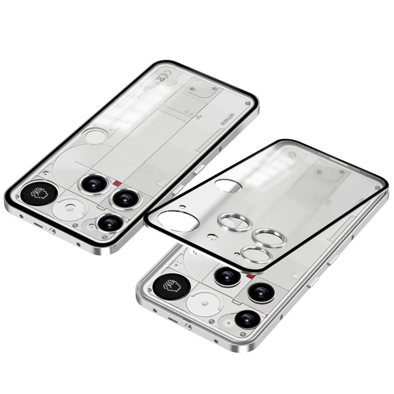 For Nothing Phone (3) 5G Matte Case Aluminium Alloy + PC Phone Cover Pop-Up Snap Lock - Silver