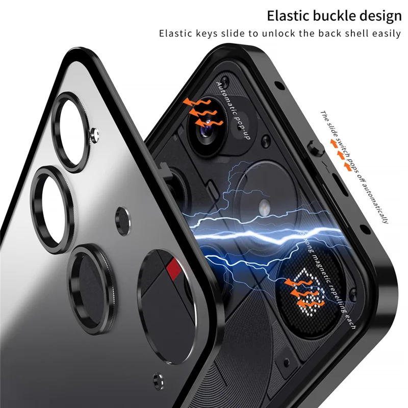 For Nothing Phone (3) 5G Matte Case Aluminium Alloy + PC Phone Cover Pop-Up Snap Lock - Silver