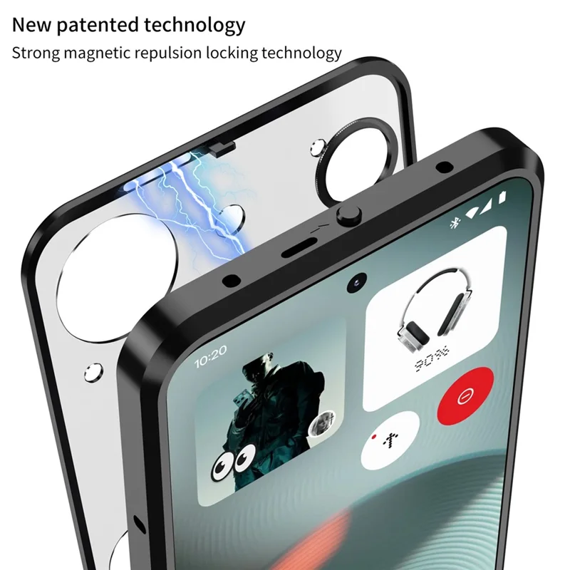 For Nothing Phone (3) 5G Matte Case Aluminium Alloy + PC Phone Cover Pop-Up Snap Lock - Silver