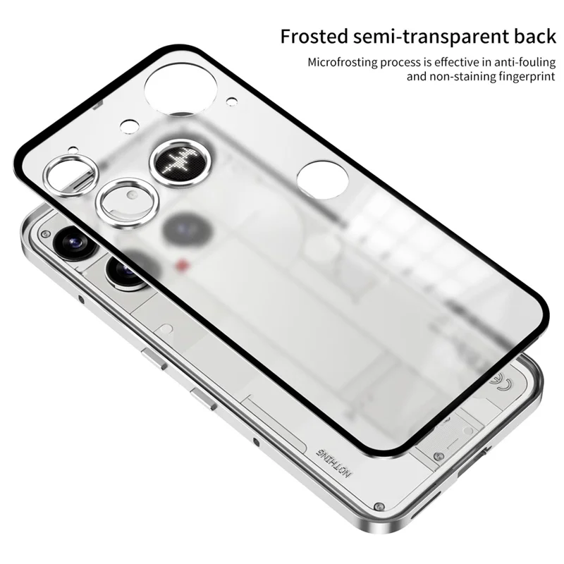 For Nothing Phone (3) 5G Matte Case Aluminium Alloy + PC Phone Cover Pop-Up Snap Lock - Silver