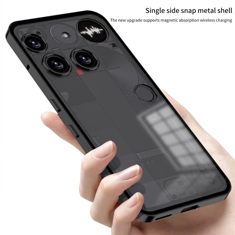 For Nothing Phone (3) 5G Matte Case Aluminium Alloy + PC Phone Cover Pop-Up Snap Lock - Silver