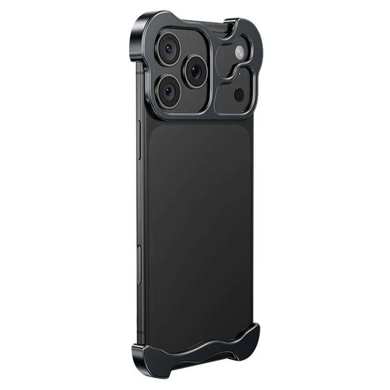 Für iPhone 17 Pro Max Stoßfeste Hülle Metallrahmenlos mit Kameraobjektivschutz - Schwarz